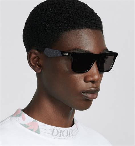 DiorB27 S1I Black Rectangular Sunglasses 